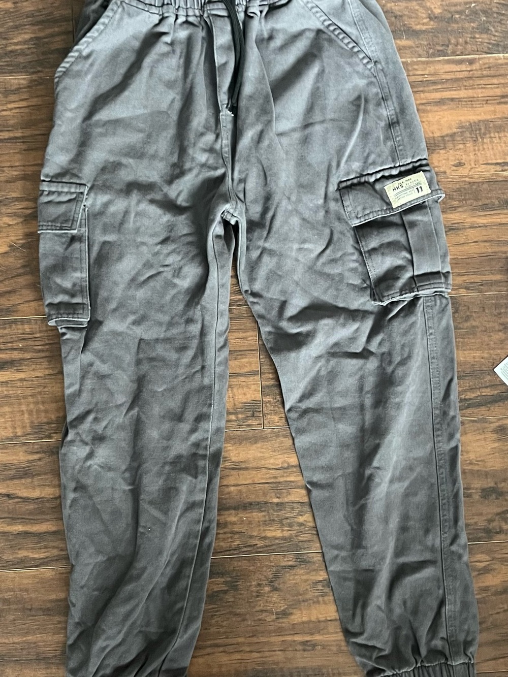Kids Gray Cargo Jogger Pants with Elastic Waist